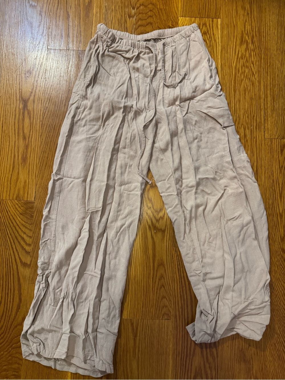 Light Mauve Drawstring Wide Leg Pants